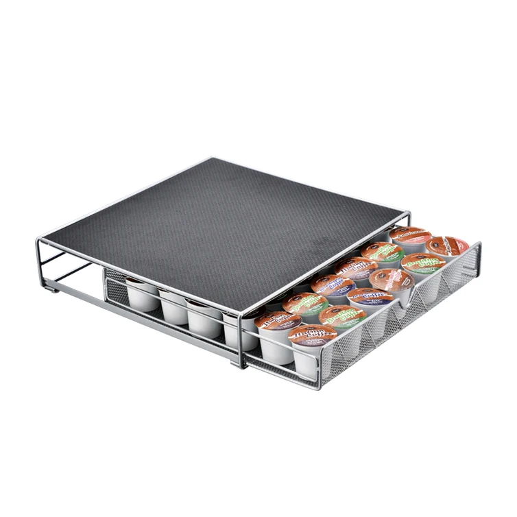 

Wholesale Home Kitchen Desktop Big Capacity Metal K-cup Coffee Capsule Drawer, Grey