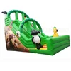 Green cheap inflatable bouncer swimming pool dry slide with pool