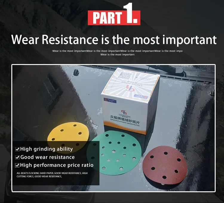 Yellow 5"inch6 Hold Round Dry Sanding Disc For Car Repair Hardware