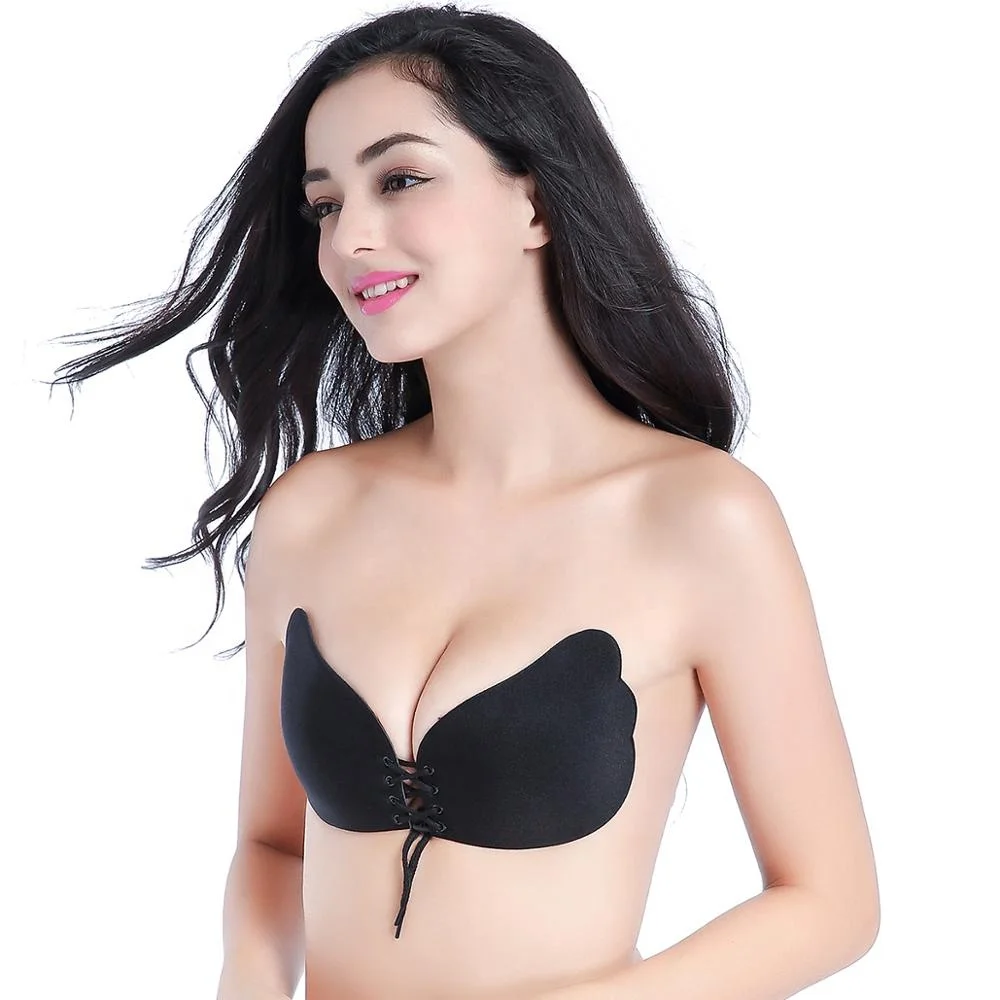 

Sexy Nude Mature good quality strapless bra backless Lady Hot women soft adhesive bra underwear Invisible bra stocklots, Black;beige