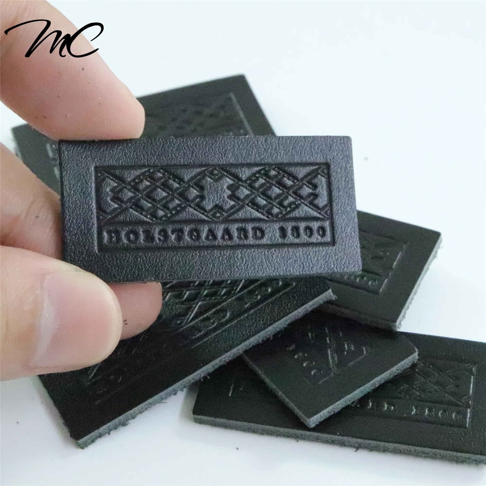 

High Quality Heat Press Black leather clothing labels Custom Logo Embossed Leather Label Patches for Jeans, Follow mc leather color chart