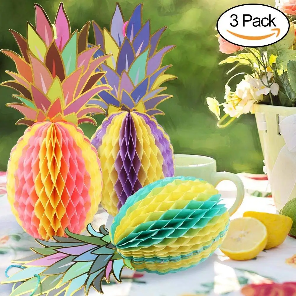 Aytai 2 Set 6pcs Multicolor Paper Pineapple Honeycombs For