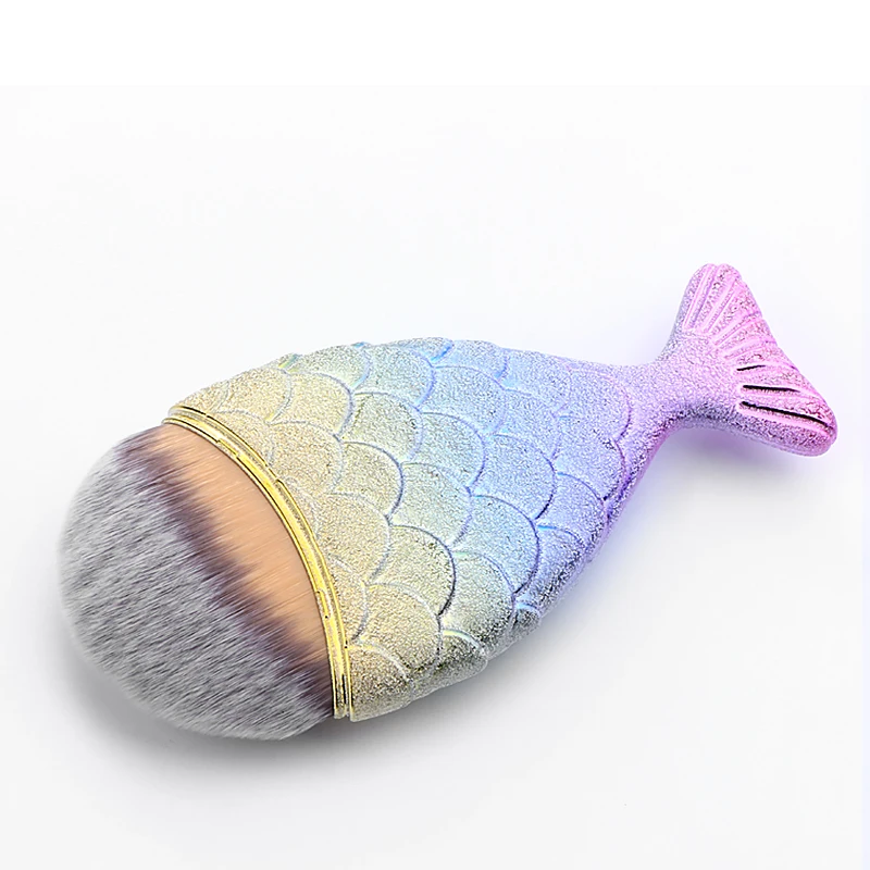 

Stock Status 1pc Fish Style Makeup Brush Mermaid Shape Electroplated Color Beauty Foundation Make Up Cosmetic Brush