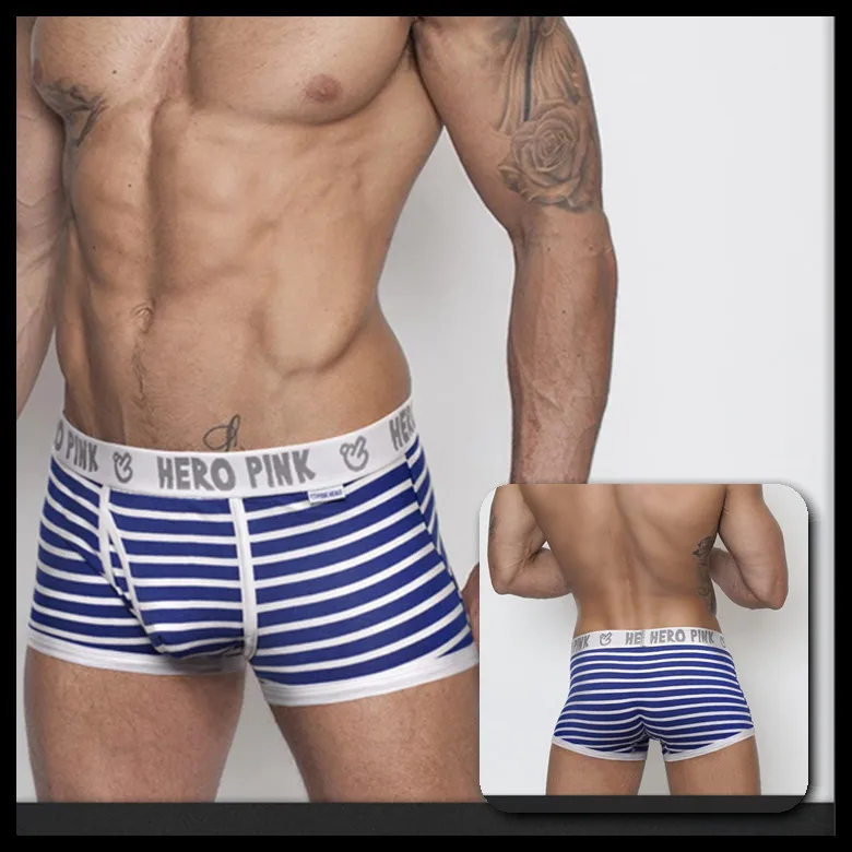 

European Men Pink Hero Hot Fashion Men's Boxer Briefs Men Striped Underwear Wholesale SH1203, N/a