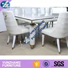 MDF table top white pu leather leg stainless steel table