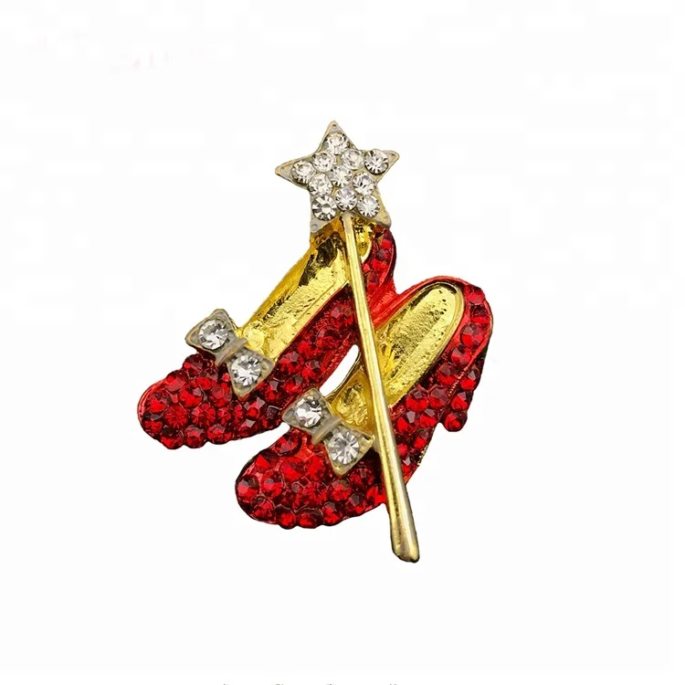 

Red Shoes rhinestone Red Ruby Slippers Wizard Of Oz Shoe brooch