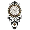 black metal frame clock natural shell stone antique pendulum wall clock