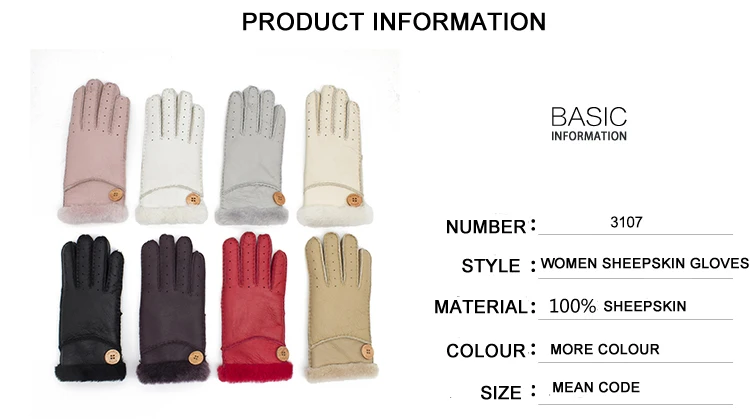Winter Women Genuine Leather Driving Mittens Thicken Warm Fashion Sheepskin Gloves