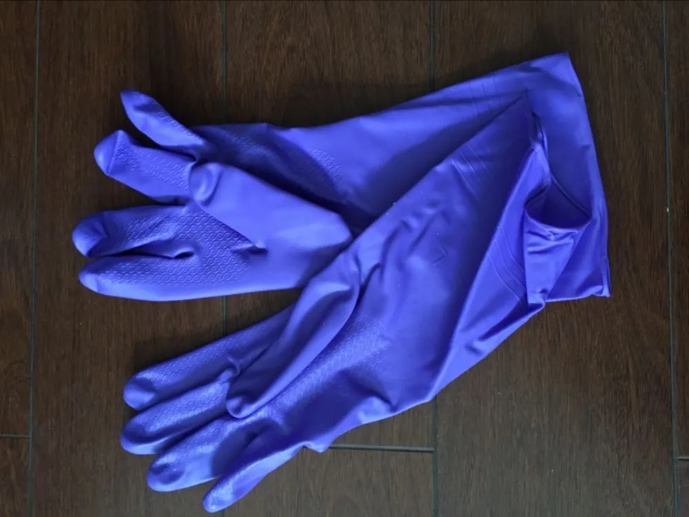unlined and flocklined lengthen latex glove big size gloves
