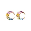 925 Sterling Silver Wholesale Elegant Rainbow Diamond Moon Shapes Stud Earrings for Ladies