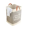 Fashion Portable Totes Firm Square Laundry Bag Extra Large Storage Bag Big Capacity Laundry Basket Hamper with Leather Handle