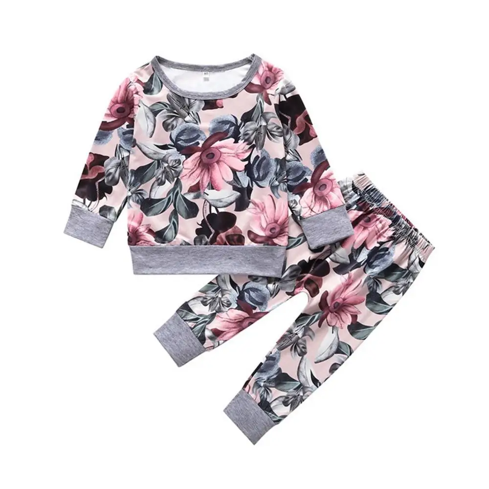 

Newborn Toddler Baby Girls Clothes Sweatshirt Tops + Floral Pants Leggings Outfits Set roupa de bebes 6M-24M Baby Outfits, As pictures