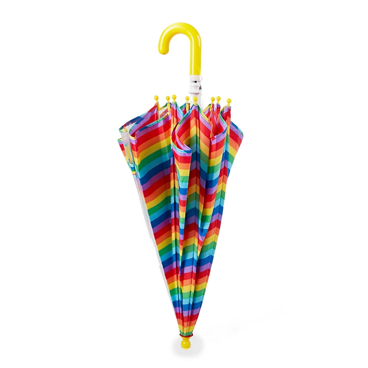 wholesale custom 190T pongee colorful windproof 17inch 8k manual j handle golf rainbow umbrella