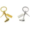 Amazon Popular Alloy Pendant Hair Dryer Scissor Comb Key Chain Wash, Cut, Blow Hair Comb Hair Dryer Scissors Key Chain Wholesale