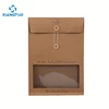 custom silver foil stamping kraft card square craft paper envelopes with a window and string tie closure clothing