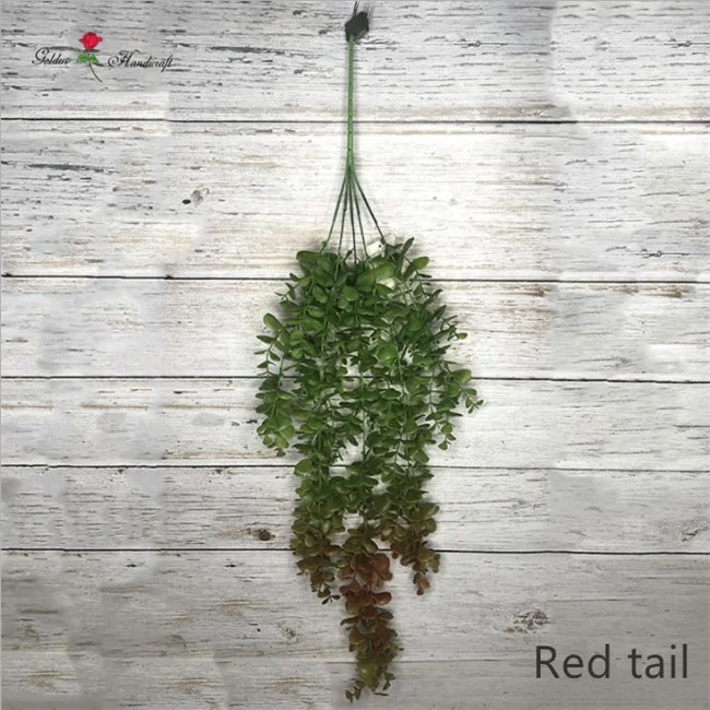 

New Product Eucalyptus Vine Artificial Greenery Leaves Eucalyptus Wall Hanging, Green,white ,red tail