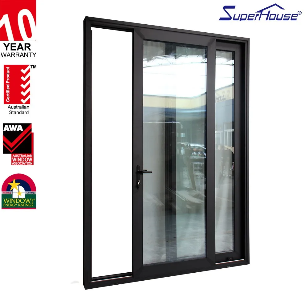 Commercial buildings double glass aluminum black framed shower sliding doors