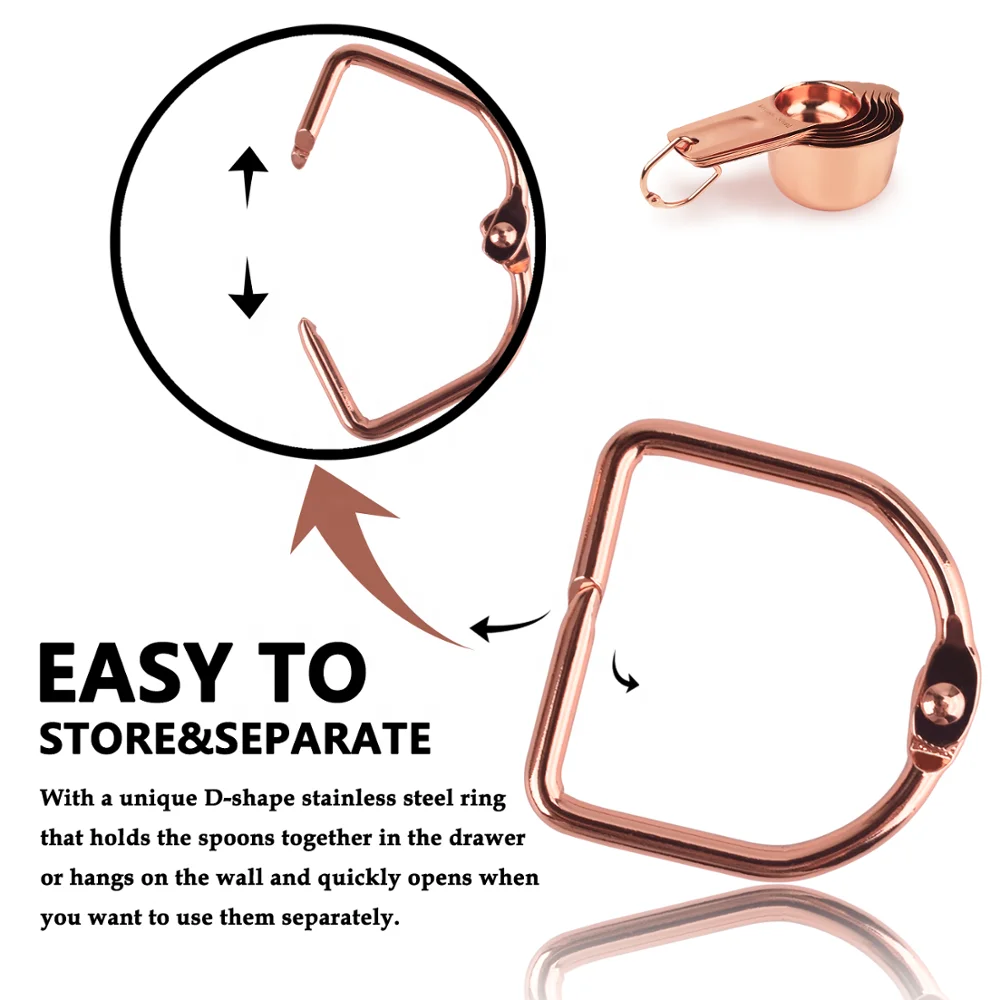 
Wholesale Copper Plated Rose Gold Bakeware Stainless Steel Measuring Cups and Spoons 