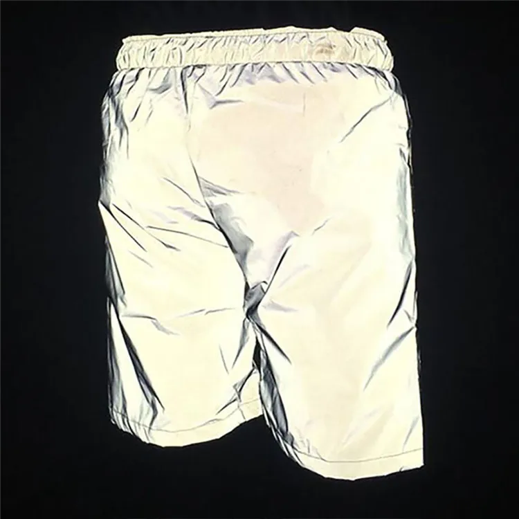 时尚时尚夏季女装街头弹性腰围银色反光短裤