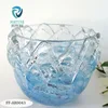 Hand blown sky blue and clear tall bowl shape terrarium art crystal glass vase for Interior furnishing articles decoration