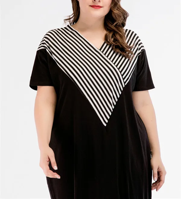 

Women black Dress Casual short Sleeve Print Muslim Abaya Jilbab Maxi Kaftan V neck
