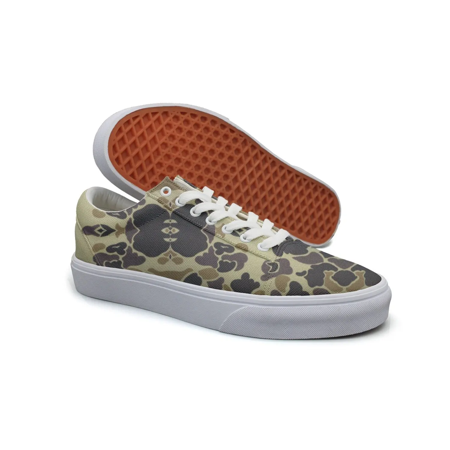 Ouxioaz Womens Skateboarding Shoes Canvas Colorful Camouflage Sport Sneaker