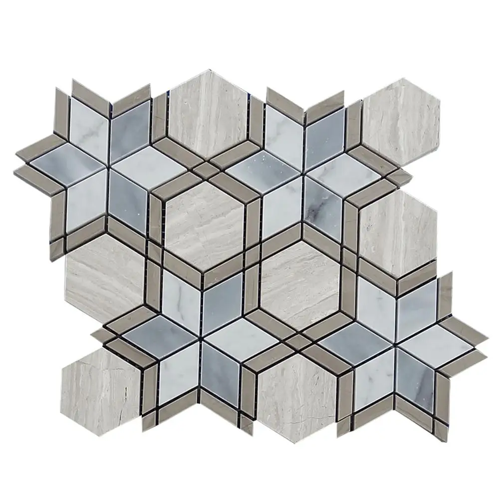 流行设计美丽的图案马赛克瓷砖意大利灰色大理石地板设计