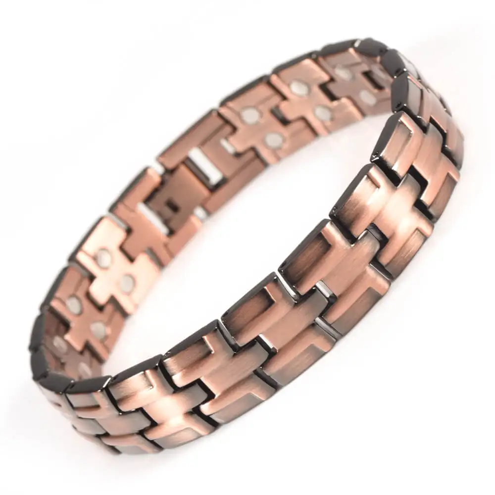 

Inox wholesale custom double row magnets copper magnetic bracelet, Copper color