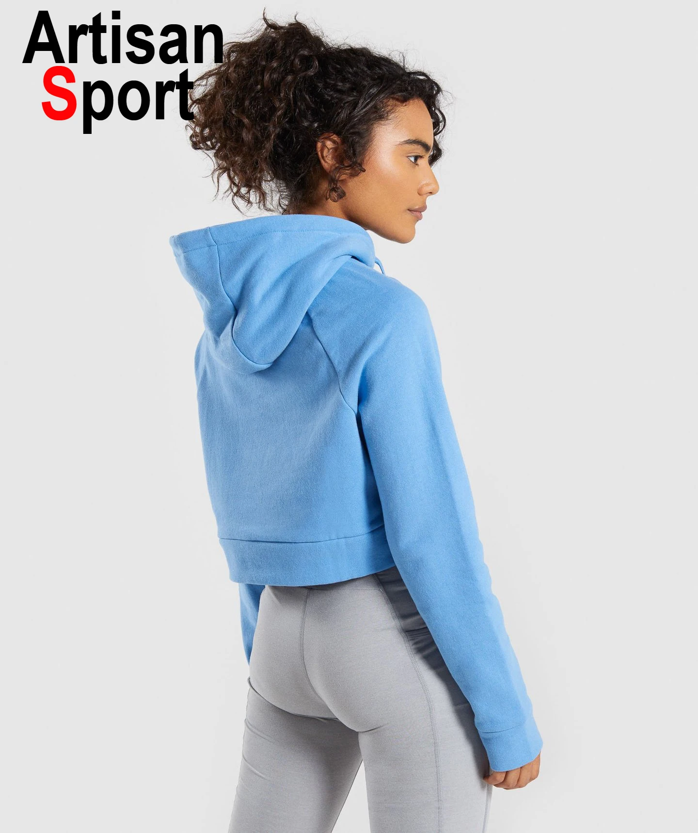 Sexy Cropped Blue Good Quality Hoodies Sport Style Streetwear