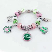 

Alpha Ka Alpha beads sorority bracelets for Sorority PDI Charm Bracelet AKA 1908 Ivy leaf charm bracelets
