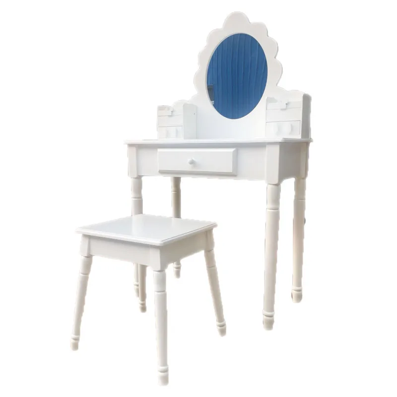 2019 Fashion White kids wooden vanity makeup table with Stool