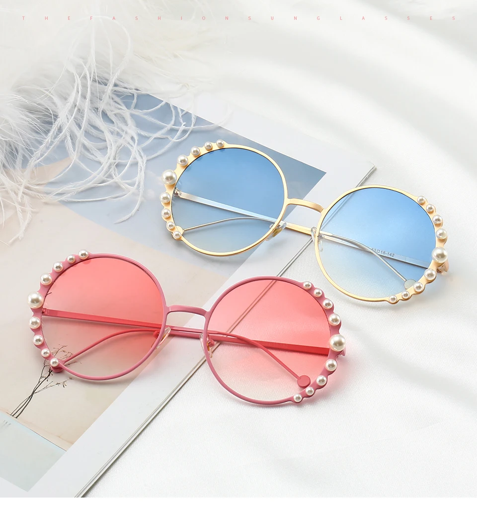 11835 Superhot Eyewear Fashion Round Sun Glasses Metal Frame 2018 Fashion Women Peal Sunglasses 