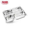 304 Stainless Steel 4 Compartments(4 Rectangle) Rectangle Deepen Dinner Plates / Platter