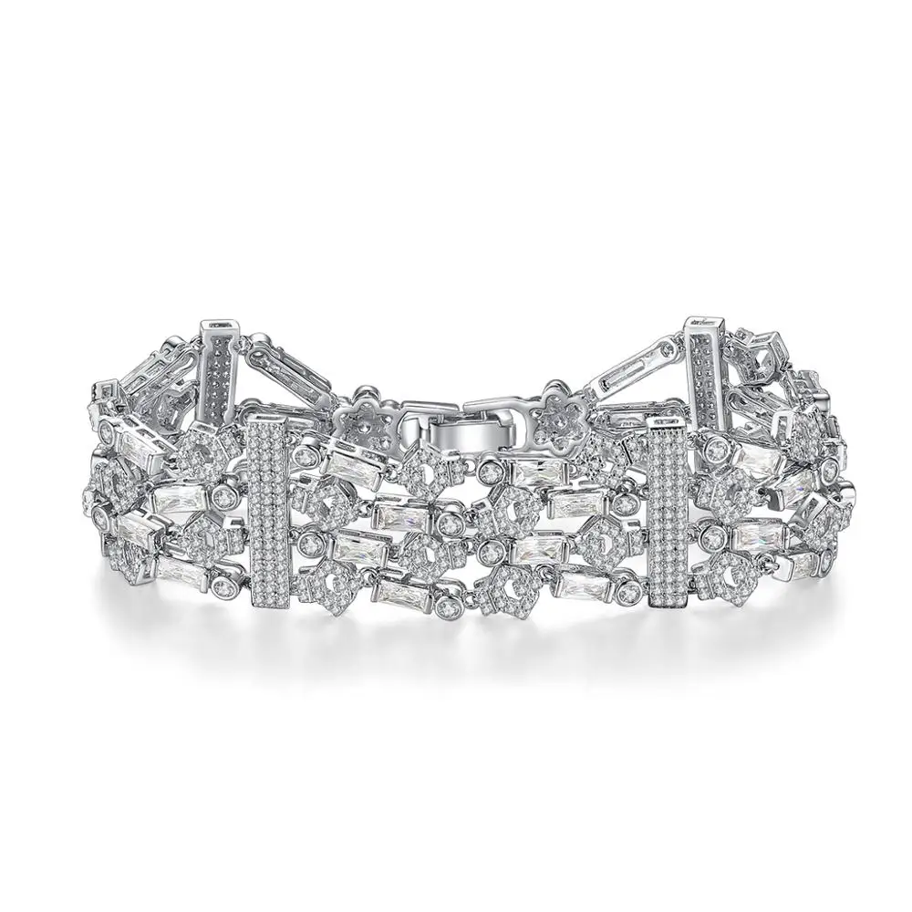 

LUOTEEMI Luxury Zircon Stone Wedding Bracelet for Bridals AAA Cubic Zirconia Bracelets & Bangles