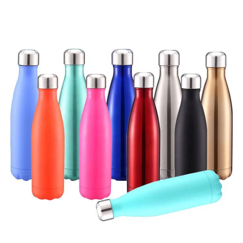 

stainless steel 500ml 17oz vacuum Insulated double wall cola shape portable Travel outdoor flask coffee thermal water bottle, Customizable