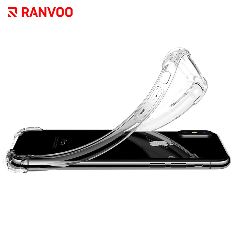 

RANVOO Popular Clear Transparent Design TPU Phone Cases for iPhone X, Transparent;gray