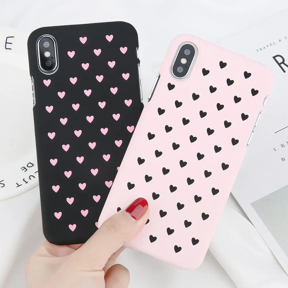 

USLION Heart Shape Matte Back Hard PC Cover Case for iphone X XR XS MAX 6 7 8 Plus