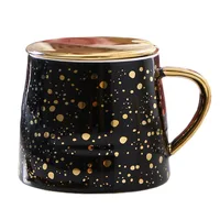 

Luxury Sky star Design Gold Speckled Ceramic Coffee Mug With Golden handle