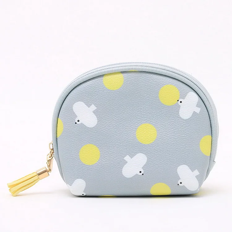 

Custom Cute Small PU Leather Travel Ladies Makeup Cosmetic Bag with Tassels