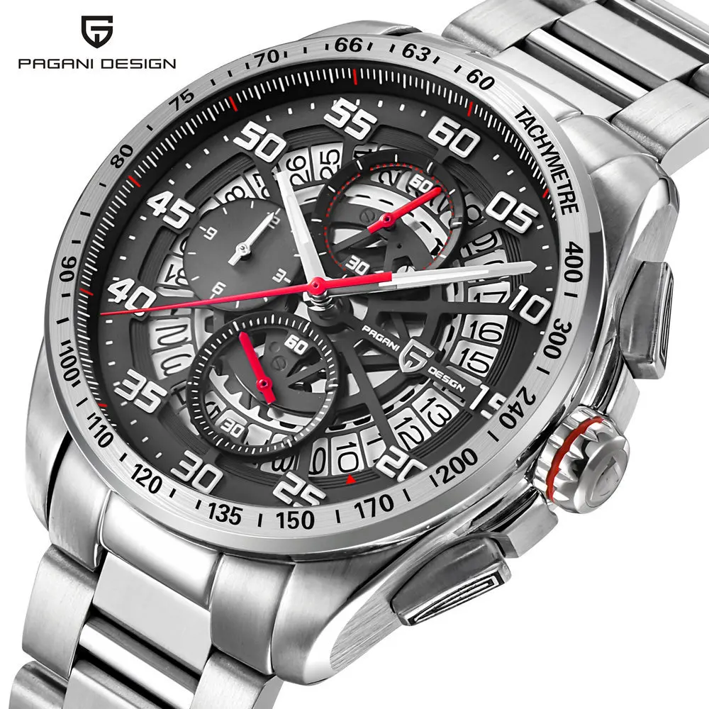 

PRGRNE PD-2764 Multifunctional Business Steel Quartz Men's Watch, Colourful