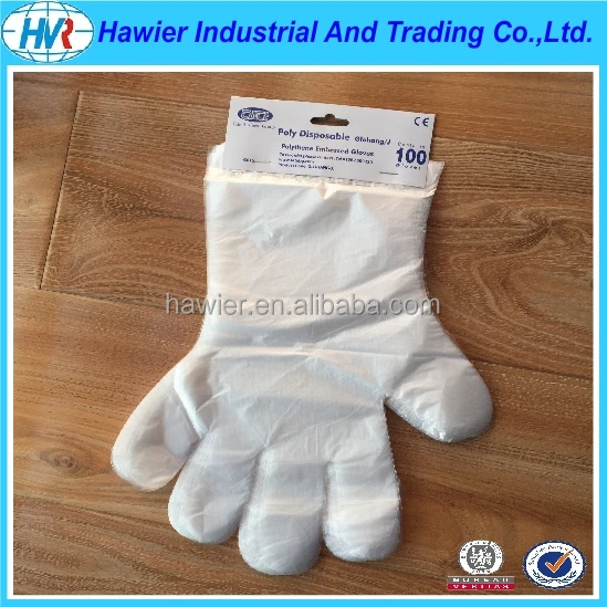 
HDPE Plastic Disposable Glove with headercard 
