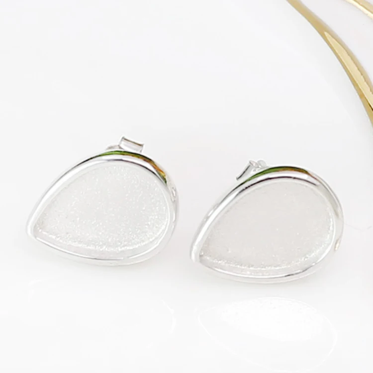 

100% silver 925 jewelry Blank Stud Earrings for women Fit 8*8mm Base Tray for Diy Jewelry Fittings, Platinum