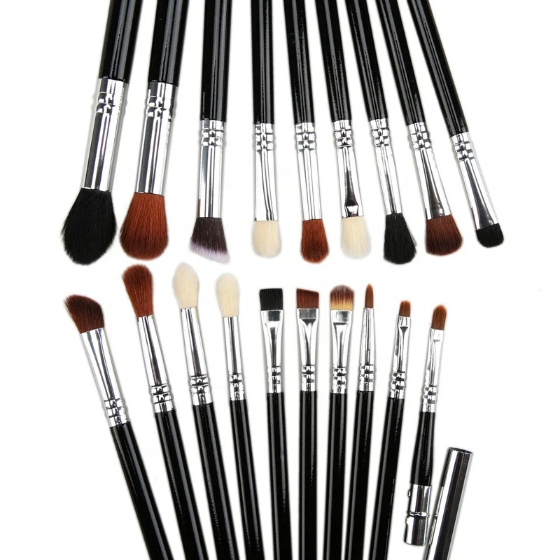 

Hot selling 19 pcs brush with bag professional private label eyeshadow makeup brush, Black handle makeup brush