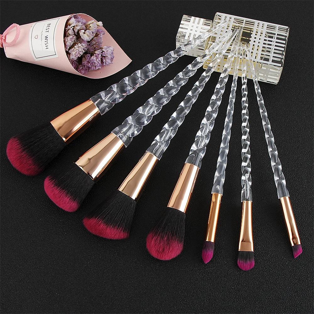 

7 pcs Lucency Transparency Spiral Contouring Maquillaje Acrylic makeup suppliers china unicorn brushes pincel de maquiagem, Customized color