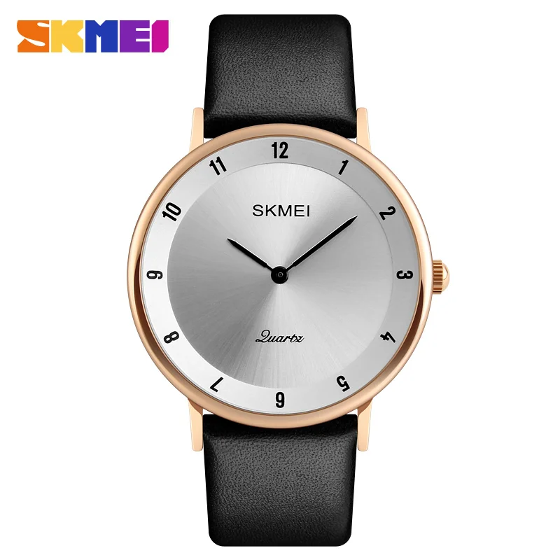 

Top Luxury Skmei 1263 Brand Minimalist Fashion Men Business Watch Genuine Leather Simple Slim Dial Waterproof Women Quartz Watch