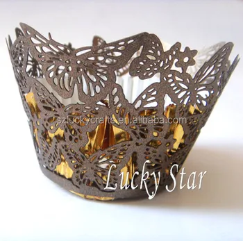 Laser Cut Hollow Out Mariposa De Chocolate Papel Cake Cup Cupcake