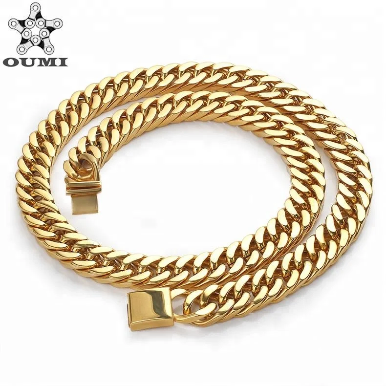 

High quality 20mm flat gold filled men's diamond cut cuban double link cuba chain
