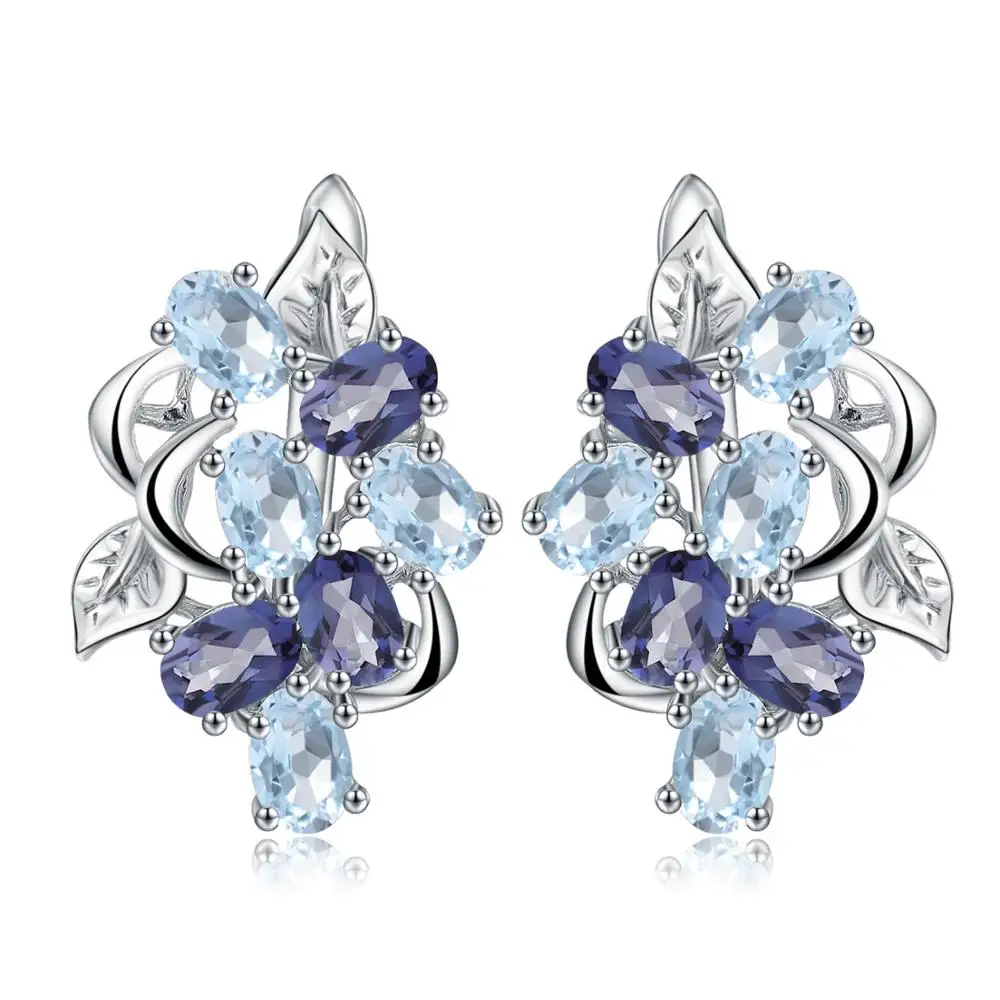 

Abiding fashion natural sky blue topaz mystic quartz gemstone flower earrings 925 sterling silver jewelry Earring for girls