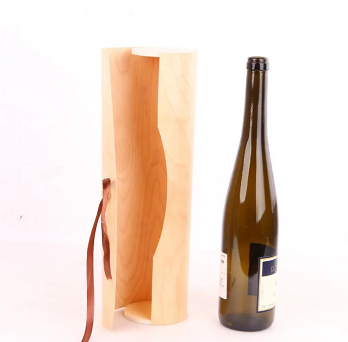 Soft Bark Cylindrical Wooden Packaging Wine Bottle Box For Cosmetic