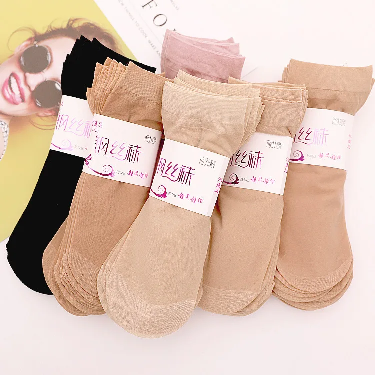 

Manufacturers wholesale quality cheap Women's Summer Ultra-Thin Breathable Ladies Short Stockings Wear-Resistant Crystal Socks, Skin black